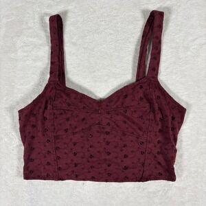 Roxy Burgundy Eyelet Halter Top‎ Size Small Petite